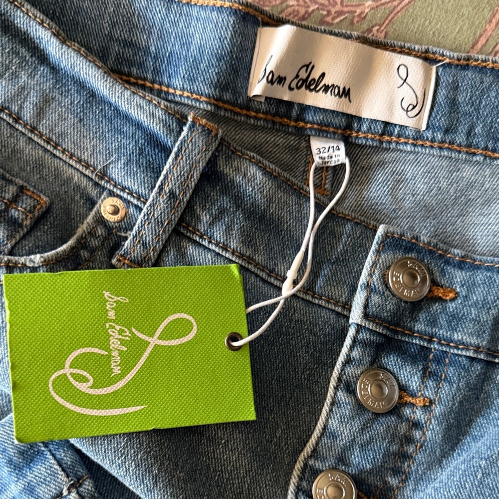 Sam Edelman High Rise Wide Leg Blue Jeans - Picture 3 of 4